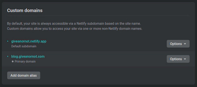 Netlify custom domain setting screenshot